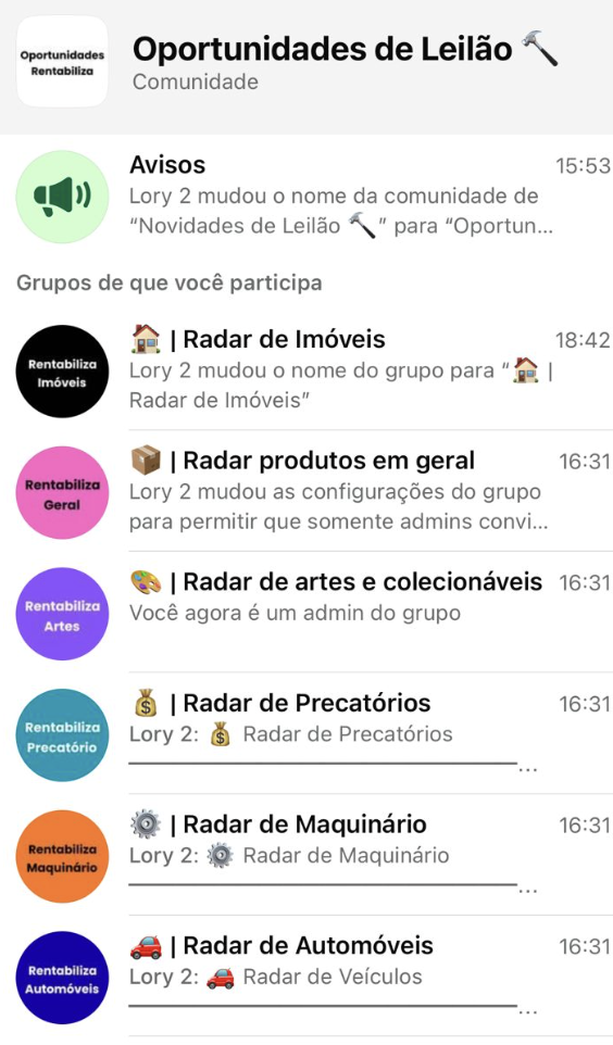 Comunidade Oportunidades de Leilão no WhatsApp